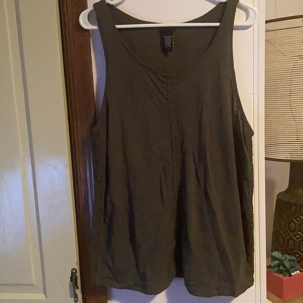 Torrid olive green tank with lace sides